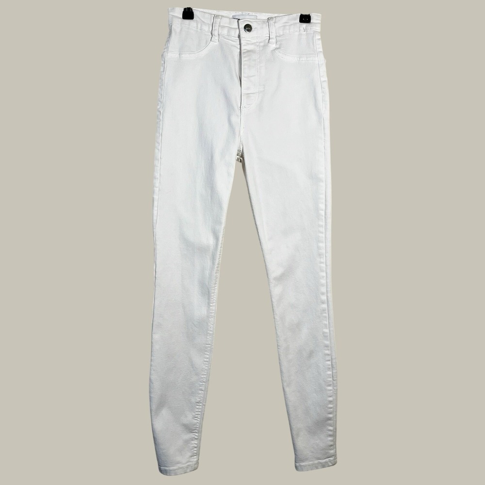 Zara White High Waisted Skinny Jeans 4 Slim Fit Minimalist Neutral Chic